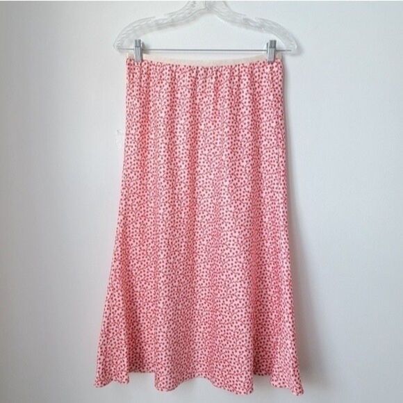 FRENCH CONNECTION Red Pink White Floral A-Line Skirt Size Small - Picture 7 of 8